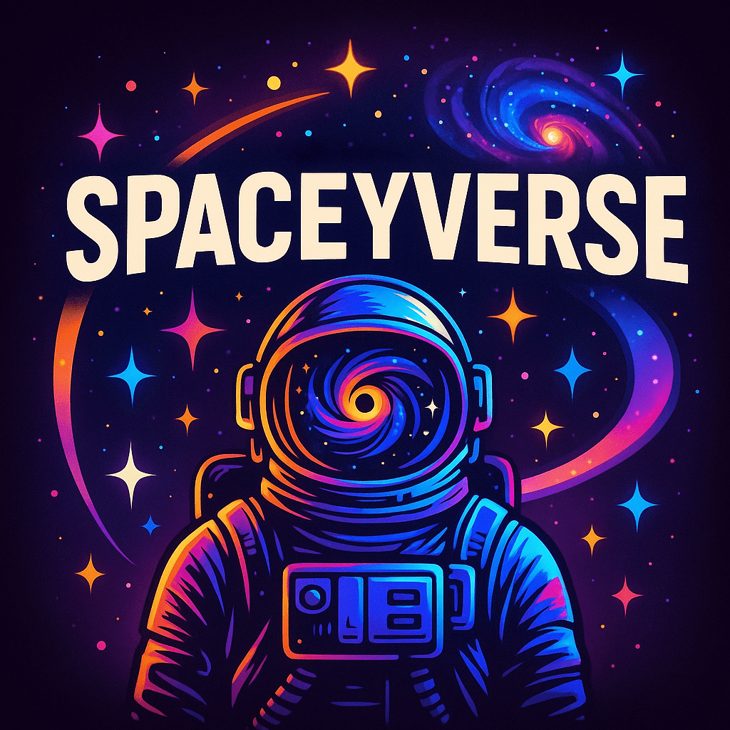 The SpaceyVerse logo and cosmic art — a visionary multimedia universe exploring spirituality, metaphysics, quantum science, and conscious storytelling through podcasts, music, and films.